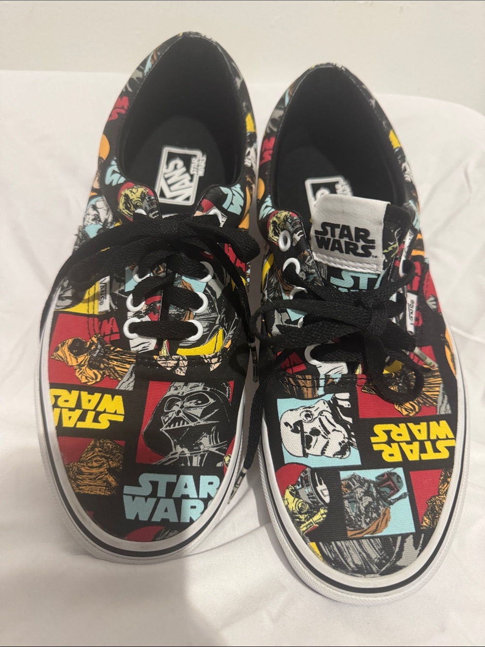 Vans Men’s Star Wars Low-Top Sneakers in Black with Red, Yellow & Blue Panels